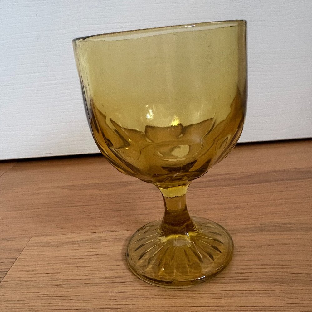Vintage Bartlett Collins Amber Thumbprint Goblet-6"High X 4"Wide